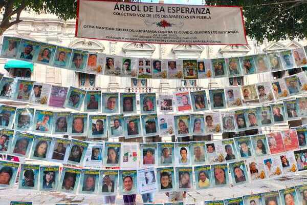 Colocan Árbol de la Esperanza en honor a 3 mil desaparecidos en Puebla 