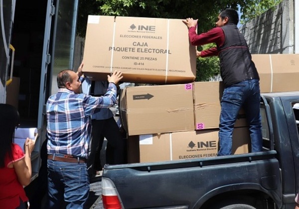 Reciben juntas distritales del INE Tlaxcala materiales del Proceso Electoral 2023-2024