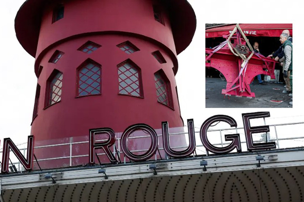 Se desploman aspas del emblemático cabaret Moulin Rouge de París