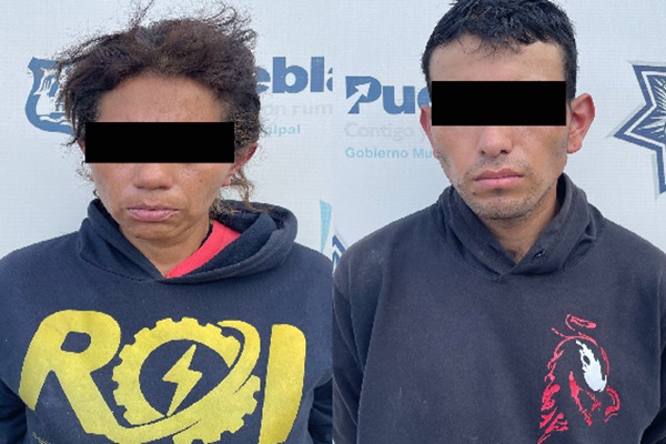 Detiene Seguridad Ciudadana de Puebla a pareja dedicada al robo a transeúntes en Los Héroes