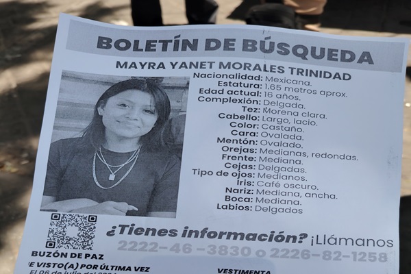 Investigan desaparición Mayra Janet Morales, de 16 años; sospechan de un hombre de 46 años