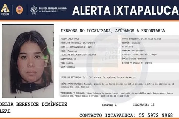 Delia Berenice Domínguez Leal desaparecida en Ixtapaluca, es hallada muerta en un hotel de Xicotepec