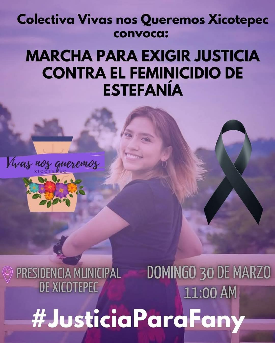 La movilización de las agrupaciones feministas será el próximo domingo 30 de marzo en Xicotepec, para pedir justicia por Estefanía Rodríguez