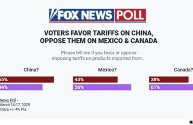 En la encuesta de Fox News también se preguntó por la posición de los estadounidenses ante aranceles a Canadá y China