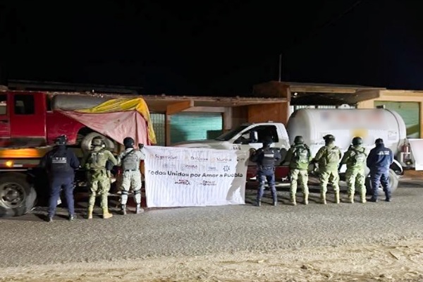 SEMAR, DEFENSA, GN, FGR y SSP aseguran 14 pipas para traslado de gas ilegal en Tlahuapan