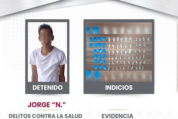 SSC Puebla asegura a narcomenudista en la colonia 2 de Marzo, al norte de la ciudad