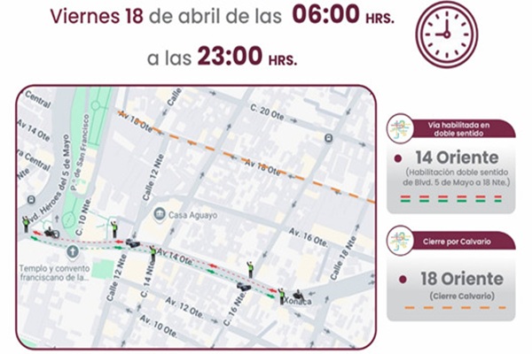 Habilitará SSC carril de doble sentido en Boulevard 5 de Mayo por instalación del Calvario