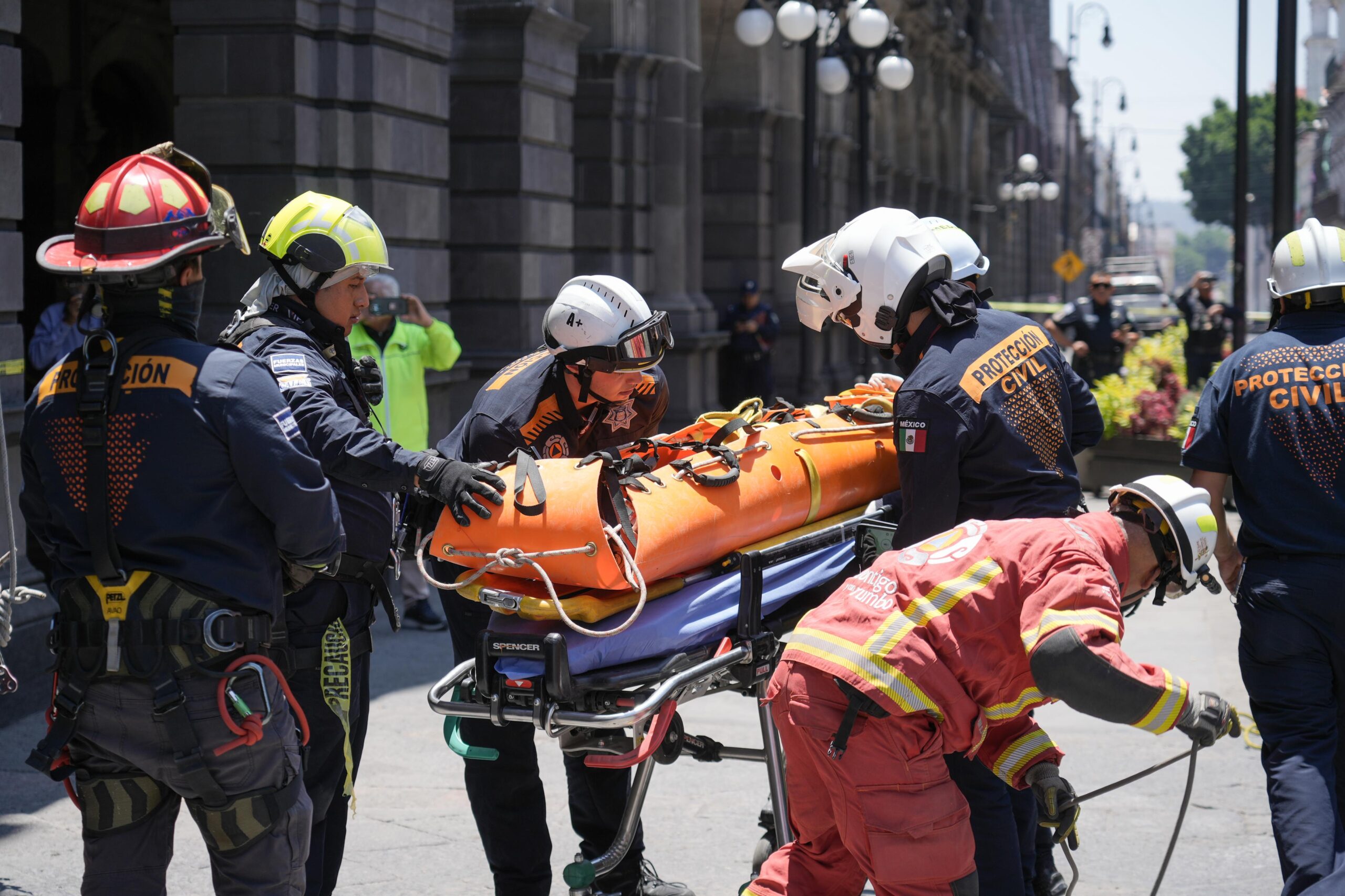 Como parte del simulacro de sismo, el Ayuntamiento de Puebla habilitó un Puesto de Mando, así como una Área de Concentración de Víctimas
