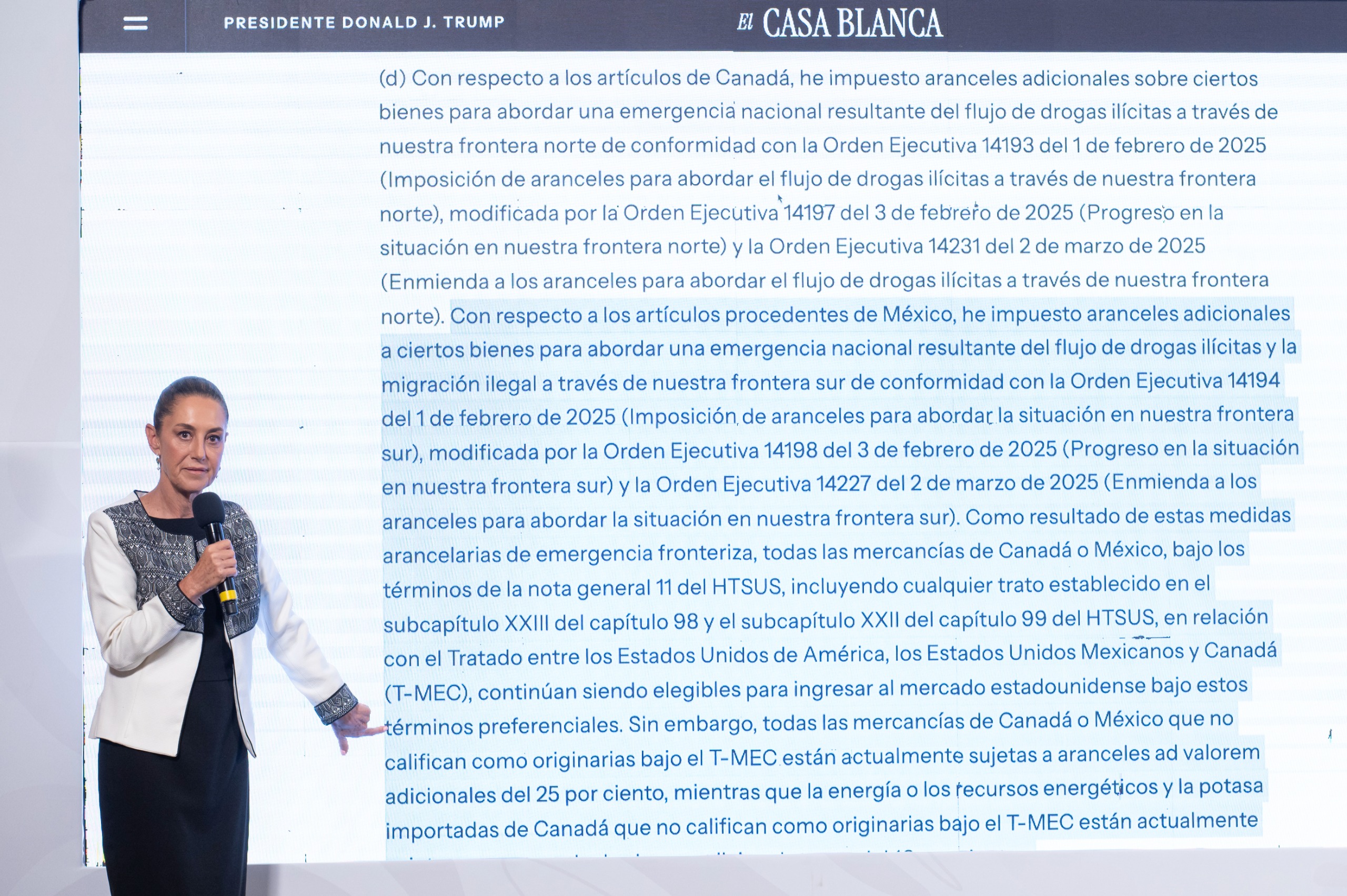 Sheinbaum resaltó que la buena relación con Estados Unidos permitió que México no sea parte de los aranceles adicionales del Presidente Trump
