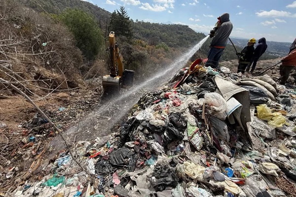 Se registra incendio en el relleno sanitario de Panotla; ya fue sofocado