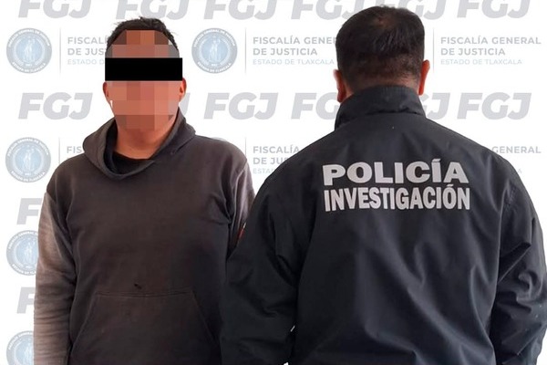 la Fiscalía General de Justicia de Tlaxcala aprehendió al hombre identificado como Moisés N., por el delito de violación a su expareja