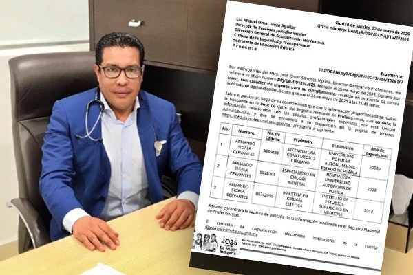 Armando Sigala Cervantes sin cédula de gastroenterólogo; SEP Federal presenta denuncia ante FGR