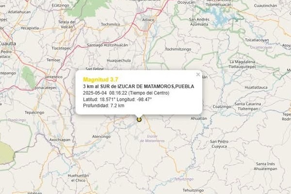 Izúcar de Matamoros registra sismo magnitud 3.7; PC descarta afectaciones