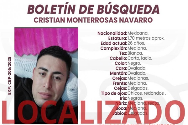 Restos hallados en fosa clandestina en Palmar de Bravo son de Cristian Monterrosas Navarro, desaparecido el 10 de abril