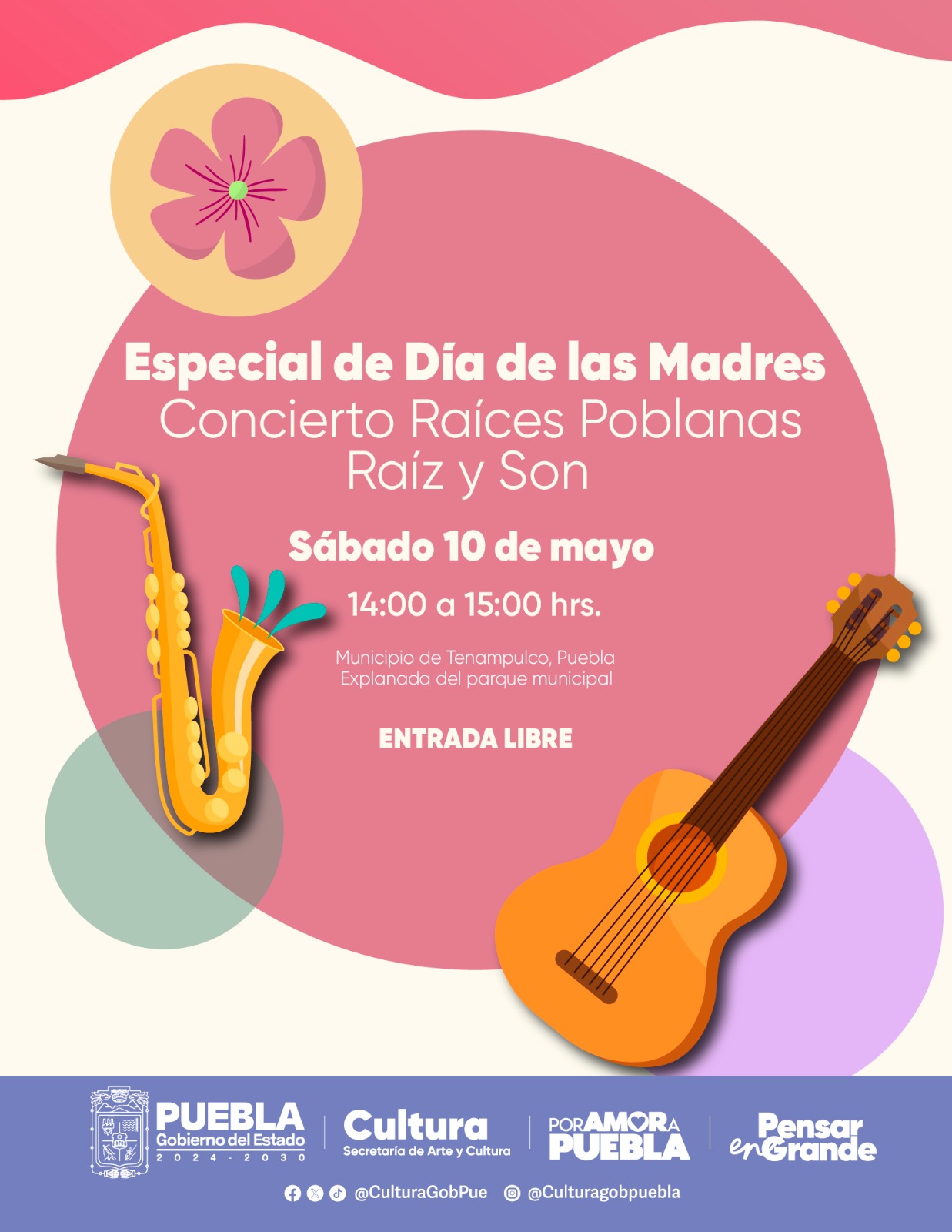 Las actividades serán gratuitas en cuatro municipios de Puebla y de acceso libre para todo el público en celebración del Día de las Madres