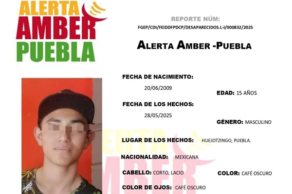 Cadáver localizado en Huejotzingo es Jonathan, de 15 años, reportado como desaparecido