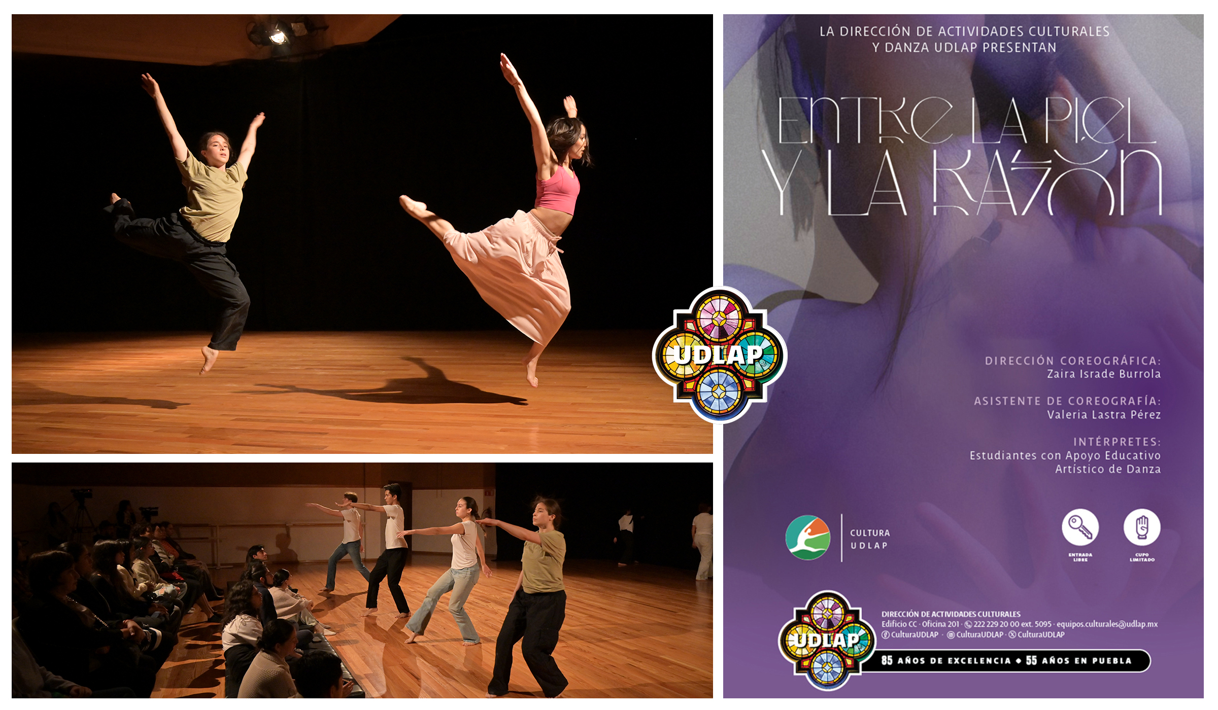 Con una duración de 23 minutos, Entre la piel y la razón fue desarrollada por el Apoyo Educativo Artístico de Danza de la UDLAP