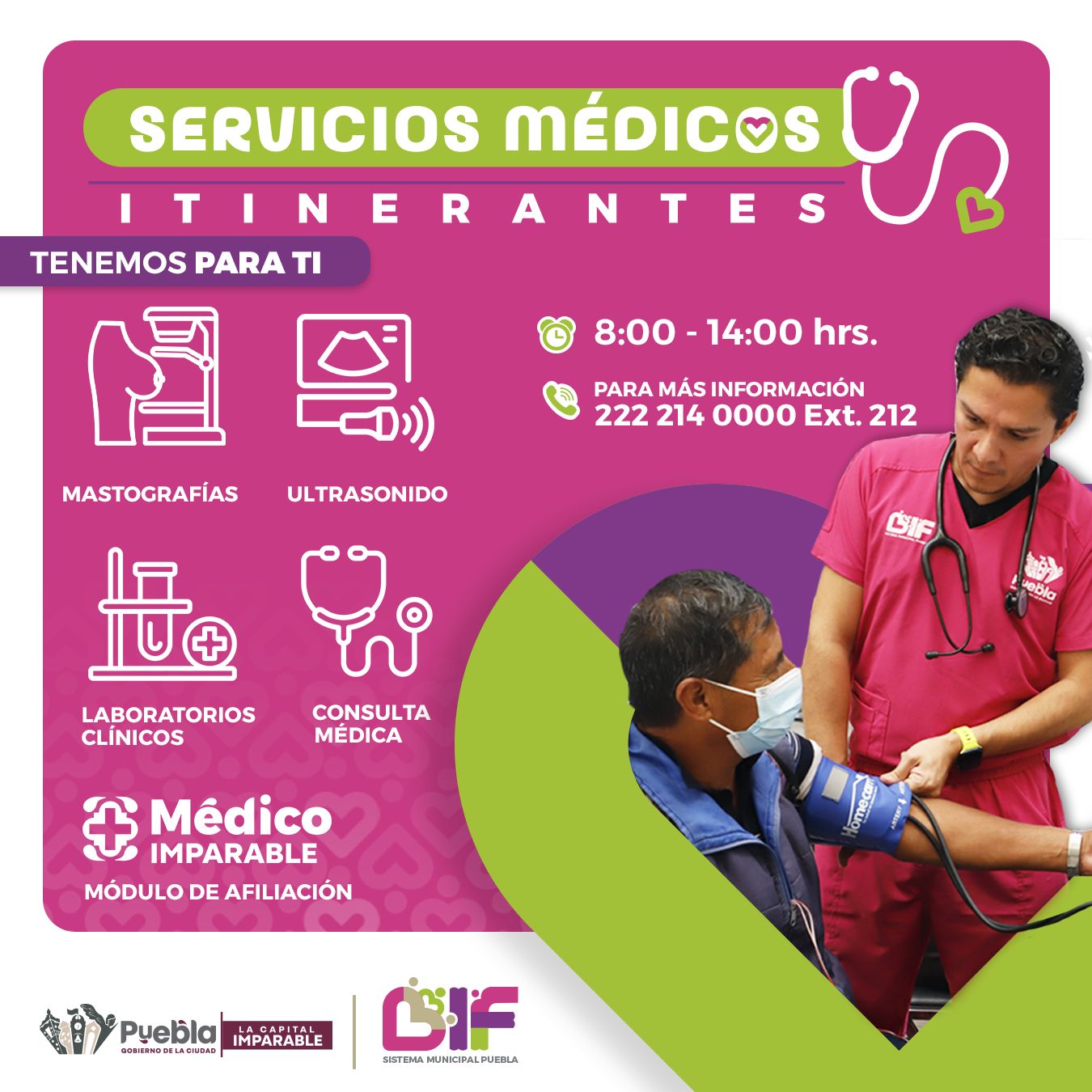 Para la semana del lunes 2 al viernes 6 de junio, los Servicios Médicos Itinerantes se encontrarán en los siguientes puntos de 8:00 a 14:00