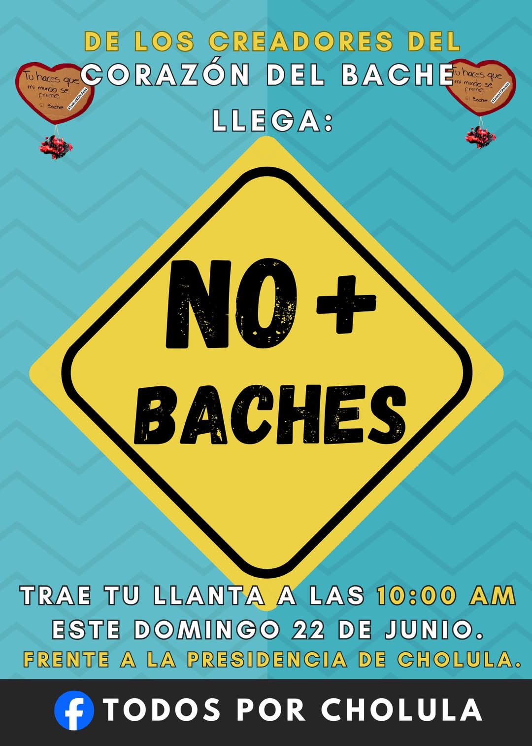 Para exhibir las afectaciones a los vehículos que transitan en San Pedro Cholula, el grupo Todos por Cholula realizará un monumento al bache