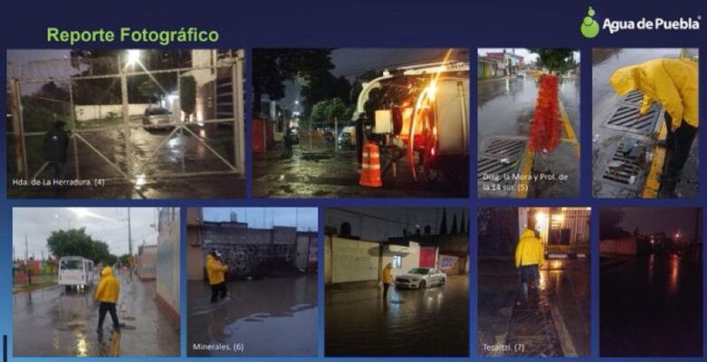 Siete puntos de la ciudad de Puebla con inundaciones por lluvias intensas
