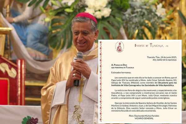 Papa León XIV nombra al Obispo de Tlaxcala como nuevo miembro del Dicasterio para los Institutos de Vida Consagrada