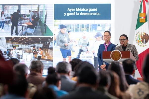 Claudia Sheinbaum destacó que la elección al Poder Judicial fue un hecho inédito, impresionante, maravilloso y democrático
