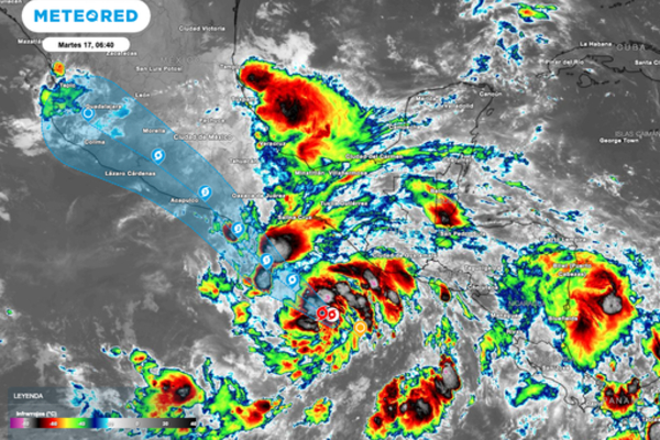 Según la trayectoria publicada por el SMN, la tormenta tropical “Erick” se convertirá en huracán al mediodía de este miércoles