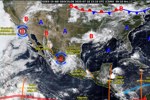 Para este fin de semana, regiones del país enfrentarán lluvias fuertes con descargas eléctricas, otras continuarán bajo una ola de calor