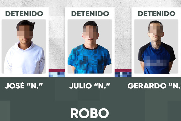 Durante el despliegue territorial, sobre calles de la unidad habitacional San Ramón, elementos municipales detuvieron a los hombres ladrones