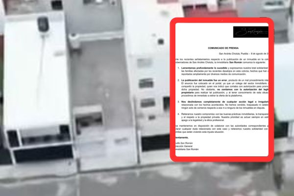 En un comunicado Guillermina San Román, propietaria de la inmobiliaria aceptó que fue colocado en el portal porque "se los hicieron llegar"