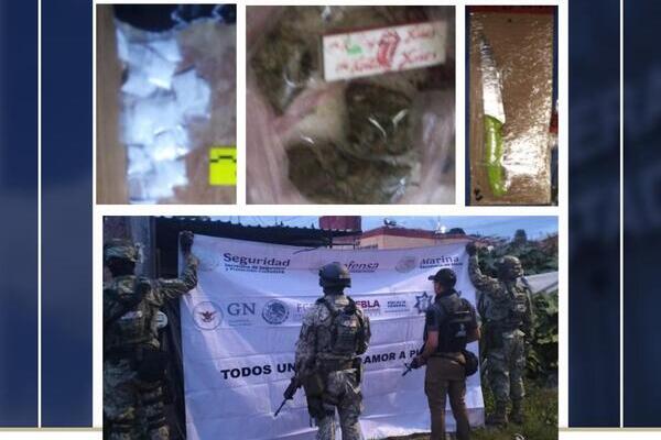 En la vivienda de Atlixco, se localizaron indicios, como droga y un arma blanca, ambas quedaron a disposición del Ministerio Público