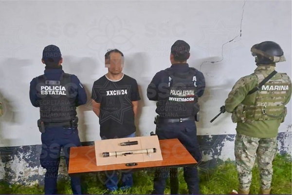 Aseguran SSC Tlaxcala y marina a sujeto por portación