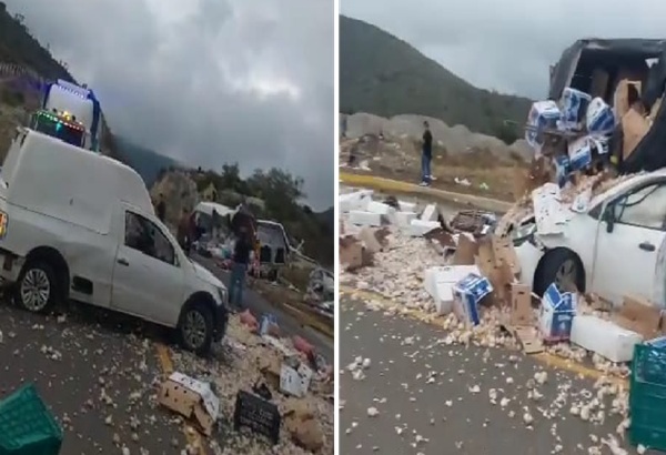 Diez lesionados deja choque de camión torton contra 6 vehículos en la autopista Cuacnopalan-Oaxaca
