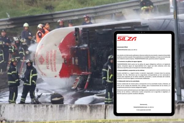 Transportadora Silza, propietaria de la pipa que explotó en el puente de la Concordia, en Iztapalapa, se hará responsable de los daños