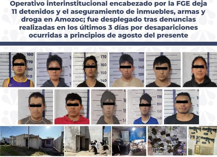 Operativo en Amozoc para búsqueda de desaparecidos deja 11 detenidos: FGE Puebla