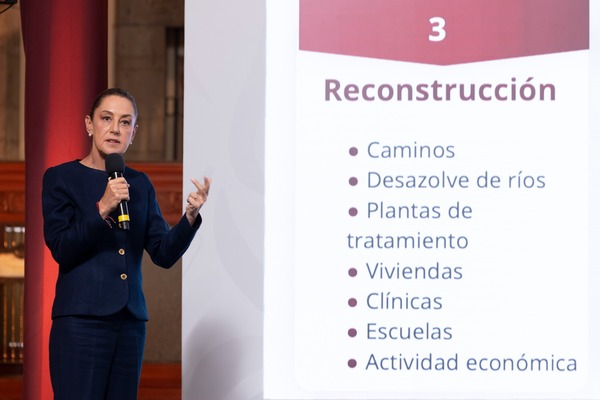 Sheinbaum detalló que el primer eje de Atención a la emergencia consiste en acciones para la apertura de caminos y limpieza de calles