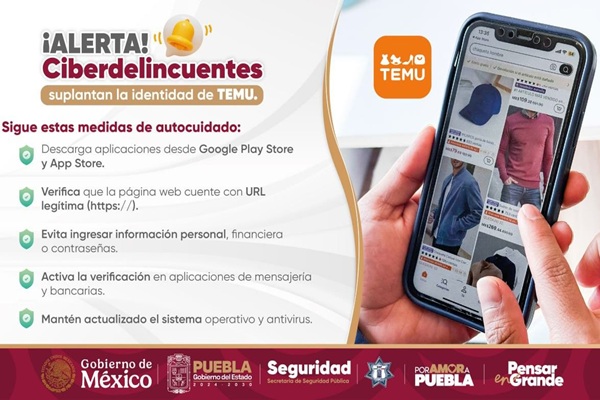 Advierte SSP sobre suplantación de identidad de la tienda en línea “TEMU”