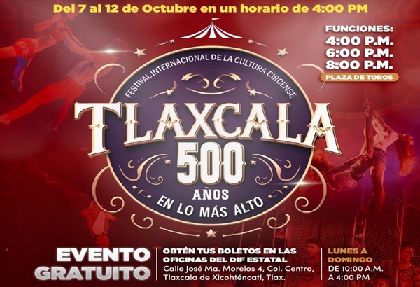 Anuncian funciones extras del Festival Internacional de la Cultura Circense 500 Años, en Tlaxcala