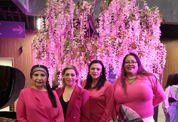Congreso de Puebla ilumina árbol de color rosa como símbolo de esperanza y prevención contra el cáncer de mama