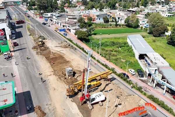 Construcción del Distribuidor Vial Santa Ana Chiautempan registra avance de 49%