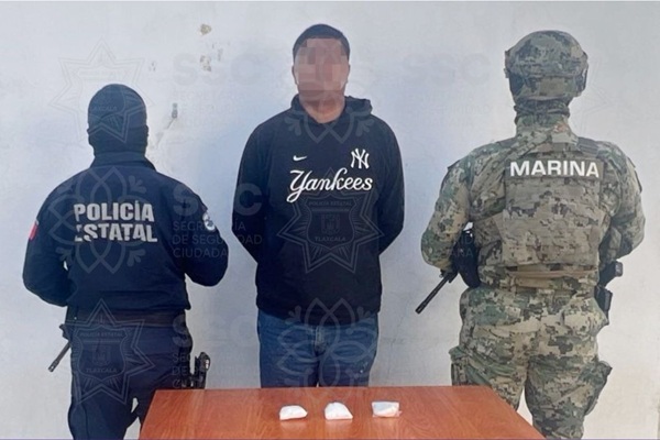 Detiene SSC Tlaxcala a sujeto por delitos contra la salud en Tetla