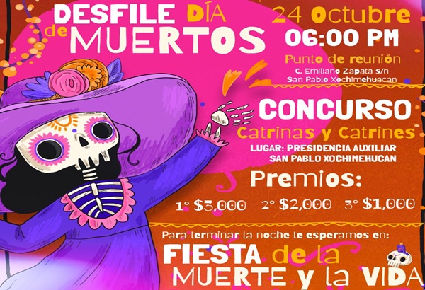 El Gran Desfile de Día de Muertos en San Pablo Xochimehuacan será este 24 de octubre
