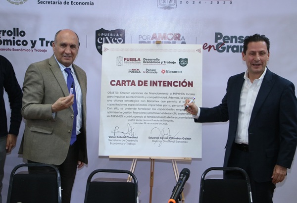 Gobierno de Puebla y Banamex impulsan financiamiento accesible a Mipymes