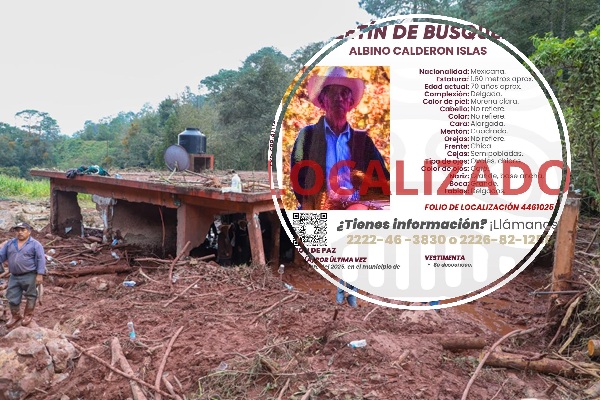 Lluvias en Puebla Sube a 22 la cifra de fallecidos; hallan sin vida a Albino Calderón Islas en Naupan