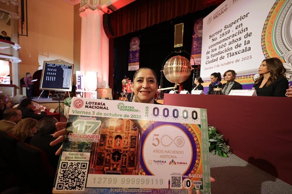 Lotería Nacional celebra sorteo conmemorativo por los 500 de Fundación de Tlaxcala