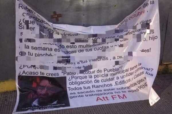 UPVA 28 de Octubre denunció el hallazgo de tres mantas con mensajes amenazantes cerca del Mercado Hidalgo dirigidos a Rubén Sarabia Simitrio