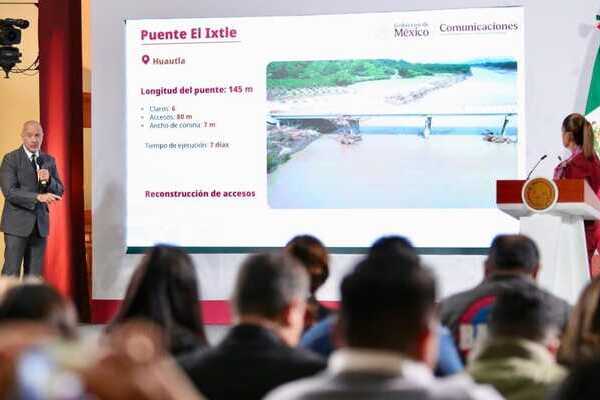 Sobre el Puente del río Pahuatlán en Tlacuilotepec, se indicó que las obras durarían 15 días, consideran un puente peatonal y rutas alternas