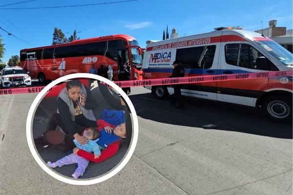 Una mujer y su bebé fueron atropellados por el autobús 0212 de la empresa ADO a un costado de Paseo Destino, sobre el bulevar Carmelitas