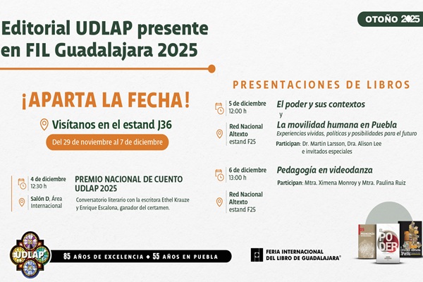 UDLAP regresa a la Feria Internacional del Libro de Guadalajara para impulsar la creación literaria