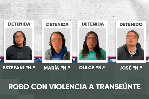 Tres mujeres y un hombre fueron asegurados por la Policía de la Ciudad de Puebla, por su participación en el robo con violencia a transeúnte
